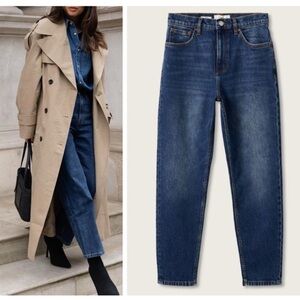 MANGO high rise mom fit blue ankle jeans blogger favorite zara competitor size 8